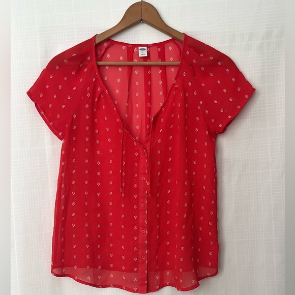 Old Navy Tops - Old Navy Vibrant Red Sheer Blouse